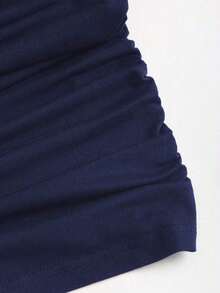 Vestido mini ajustado y sexy para mujer con hebilla metálica sin tirantes - Azul marino - Ver 4