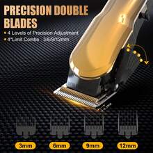 sejoy Electric Clipper Set ,Professional Hair Clippers Shaver Trimmers Machine Cordless,T-Blade Beard Trimming Kit | Men's Haircutting Set ,LED Display - Gold Single Piece - View 2