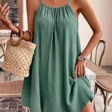 Frenchy Summer Women's Cami Boho Sundress, Green Essential, Summer Outfit, Wedding Season Essential, Cottagecore Drawstring Dress Green Dress Sundress Women Cotton Dress Christmas Casual - Rojo - Ver 3