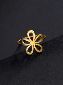 LIKGREAT 1pc Flower Ring Stainless Steel Gold Color Finger Rings Women Girls Aesthetic Bohemian Jewelry Birthday Gift Wholesale - Flower Series - View 5