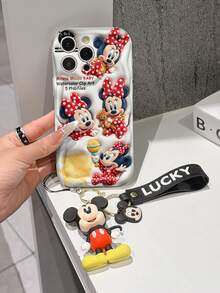 Disney Baby Minnie Mouse Phone Case With Minnie Charm And Minnie Lanyard - Cute Baby Minnie Protective Case With Red Polka Dot Outfits And Clip Art Style Design, Equipped With Delicate Minnie Decorative Lanyard And Beaded Bracelet For Easy Carrying, Compatible With IPhone 17, 16, 15, 14, 13, 12, 11 Pro Series, Ideal For Birthdays, Holidays, Anniversaries, Graduation Gifts, Or Any Special Occasion To Surprise Family, Friends, Classmates, And Loved Ones. - trắng - Xem 3