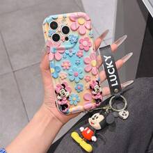 Disney Minnie Mouse Phone Case With Minnie Charm And Lanyard - Cute Minnie Protective Case With Pastel Floral Background And Pink Outfit Design, Equipped With Delicate Minnie Decorative Lanyard And Beaded Bracelet For Easy Carrying, Compatible With IPhone 17, 16, 15, 14, 13, 12, 11 Pro Series, Ideal For Birthdays, Holidays, Anniversaries, Graduation Gifts, Or Any Special Occasion To Surprise Family, Friends, Classmates, And Loved Ones. - 白色 - 查看 1