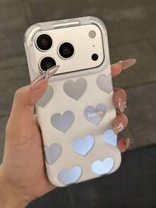 Y2K Cute Heart Nylon Rope Phone Case Compatible With IPhone 17ProMax 17Pro 17 16 15 14 13 Pro Max 16Pro 15Pro Cases Heart Matte Aesthetic Girly Cover Girls - White - View 3