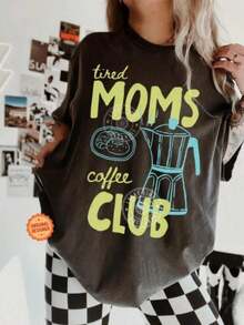 Premium Tired Moms Club T-Shirt, Tired Moms Club T-Shirt, Mom Needs Coffee T-Shirt, Mom Life T-Shirt, Caffeine Mom T-Shirt, Organic Coffee Mom T-Shirt - 黑色 - 查看 6