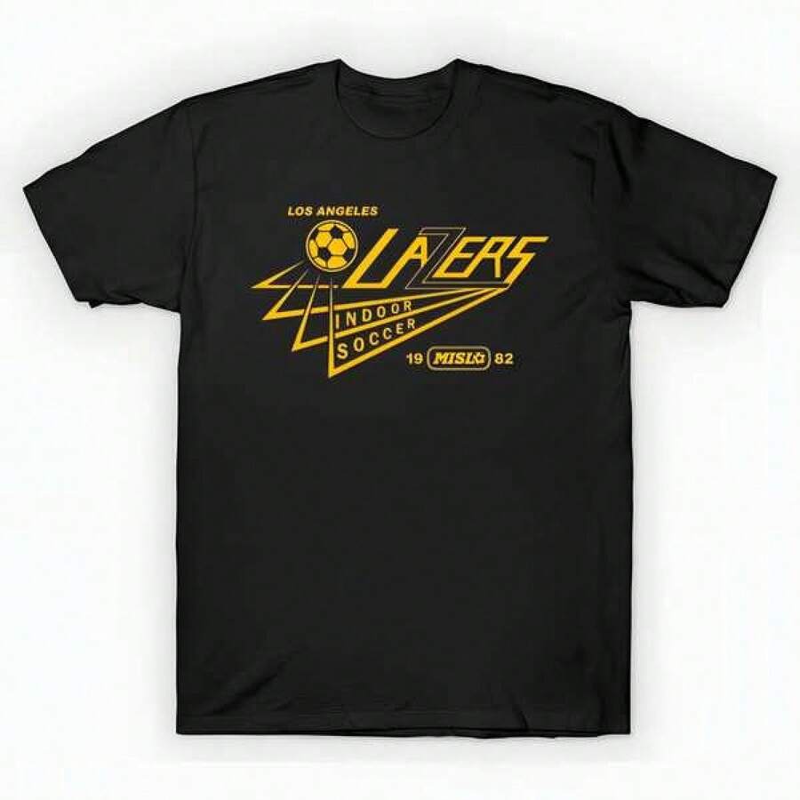 Los Angeles Lazers 1982 MISL Soccer T-Shirt unisex de la de algodón puro de alta densidad de 220 g. C-AmiS-eta uniS-ex 100 % aL-Godón de - Tejido de alta densidad. Apta para todo tipo de perS-onas, ya sean mujeres o hombres. Tejido duradero de alta C-Alidad apto para todas las estaciones, suave al tacto pero duradero. Tops transpirables. Conjuntos de otoño para mujer. Conjuntos de vaC-Aciones para mujer. Disfraz de Halloween para mujer. - Negro - Ver 1