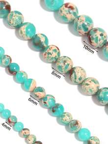 1 chuỗi hạt đá Shoushan xanh tự nhiên hình tròn, dạng rời, dùng để làm trang sức, vòng tay DIY, kích thước 4-10MM - Nhiều màu - Xem 6