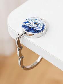 1pc Vintage Floral Round Bag Hanger Portable Foldable Table Purse Hook With Rose Strawberry Ladybug Printed Metal Handbag Holder For Women Gifts Daily Use Storage Organization Desk Accessory - Multicolor - View 8