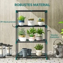 4-Tier Plant Stand, 105cm High, Flower Stand For Indoor And Outdoor Use, Steel Plant Rack, Dark Green. - 深綠色 - 查看 3