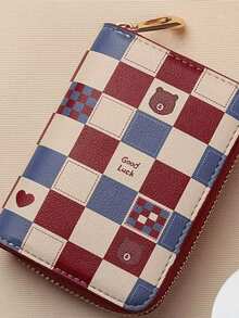 1pc Cute Rabbit Plaid Card Holder, Zipper Large Capacity 18 Card Slots, Can Hold Driver's License & Coins, Portable Anti-Theft, Suitable For Women Office Commute And Shopping! - Multicolor - View 12