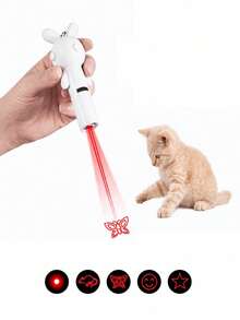 Laser Toy For Cats With Different Shapes, UV Light, And Lamp. Laser Keychain For Pets. Interactive Pointer For Kittens. - White - View 1
