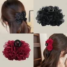 1 chiếc kẹp tóc hình hoa hồng Pháp cổ điển màu trơn, thích hợp cho các bữa tiệc, kỳ nghỉ, ngày Valentine, sử dụng hàng ngày, chụp ảnh, trường học, công sở, sinh nhật, quà tặng ngày lễ, công chúa, đám cưới, dạ hội và các dịp khác. Có thể dùng để rửa mặt/tóc và trang điểm. - trắng - Xem 6