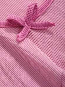 ajustada corta decorada con moño para el verano, el tiempo libre y el Día de San Valentín - Rosa - Ver 8