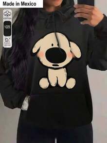 1 Unisex Printed T-Shirt With A Relaxed Fit, Cartoon Style, Featuring A Cute Dog Sitting In A Simple Design, Suitable For Occasions Such As Summer Vacation, Halloween, And Mexican Independence Day. Men's T-Shirt, Tops, Sweatshirts For Women, Y2k T-Shirt Shirt - 黑色 - 查看 1