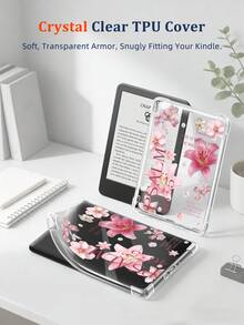 1个粉色百合花图案透明保护套，防摔，全包覆，硅胶软壳，兼容 Kindle 第 11 代（2022 年）/ Kindle Paperwhite 第 12 代（2024 年）/ Kindle Colorsoft Signature Edition，Clara 彩色/单色/双色 - 彩色 - 查看 6
