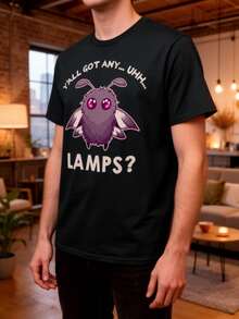 1 pieza, Polilla Divertida "¿Tienes una luz? "Camiseta Estampada - Suave, Casual, Lavable a Máquina - Uso en Todas las Temporadas, Linda y Kawaii, Camiseta, Ocasiones de Salida Casual, Versión, Estilo Casual, Primavera, Verano, Otoño, Invierno - Negro - Ver 6