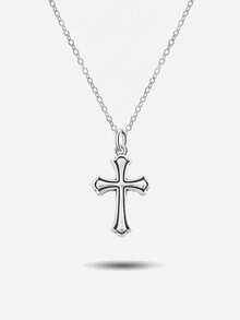 1pc Minimalist Unique 925 Sterling Silver Cross Necklace, Suitable For DIY Pendant, Elegant Jewelry Gift For Women, Christmas Gift - Style 9 - View 2