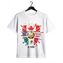 Tops para mujer Casual de Algodón Negro de Manga Corta y Cuello Redondo para Mujer con Estampado de la Bandera de la Copa Mundial 2026, Ropa de Verano para Mujer, Ropa de Vacaciones para Mujer, Blusas para Mujer, Blusas de Verano, Conjuntos de Verano, Ropa de Verano, Regalos de Pascua - Blanco - Ver 7