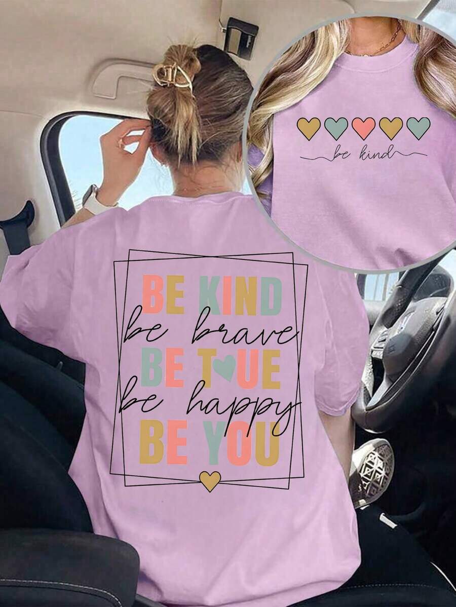 Camiseta oversize morada de verano para mujer con estampado de atardecer marino y texto bíblico Playera holgada de cuello redondo con diseño de paisaje de atardecer y cruz, estilo espiritual - YH397-Morado - Ver 1