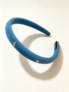 1/2/3pcs Vintage Denim Headbands, Girls Denim Blue Sponge Hairbands With Bow Decoration, Fashion Thickened Sponge Hairbands For Daily Use - Multicolor - View 5