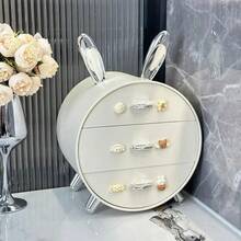 Rabbit-Shaped Storage Rack For Organizing Hair Clips, Makeup, And Jewelry In A Desktop Drawer - White Silvery - View 5