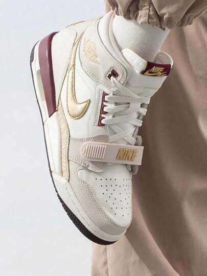 Nike Giày bóng rổ cao cổ Jordan Legacy 312 bằng da, thoải mái, chống trượt, bền bỉ, cỡ GS, màu be, unisex.