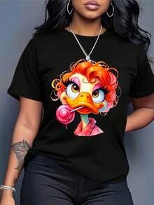 Women's Cotton Clothing, Loose-Fitting 200gsm T-Shirt With A Casual Vintage Design, Black Urban Style For Spring And Summer, New Season Fashion, Bold Prints, Breathable Fabric, Short-Sleeved T-Shirt. 4VEN - 白色 - 查看 5