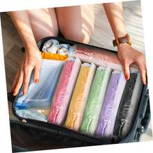 15pcs Reusable Vacuum Storage Bags, PE Plastic Compression Bags Without Air Pump, Suitable For Packing Luggage, Closet & Dorm, Storage For Clothes & Bedding - View 3