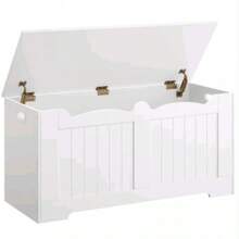 Panca con mobile contenitore integrato, spazio di stoccaggio, panca con seduta, seduta e mobile contenitore con due cerniere di , mobile contenitore, adatta per corridoio, camera da letto, soggiorno. - Bianco - Visualizzare 1