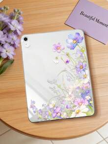 Ốp lưng trong suốt với họa tiết hoa màu nước tím và xanh dương, tương thích với iPad 10.2/10.5/Air4/Air5/10.9/Pro 11"/Thế hệ thứ 10/Air 11-In.(M2)-2024/Pro11-In.(M4)-2024/ Air 11-Inch (M3) 2025/ (A16) 11 Inch Thế hệ thứ 11 2025/ Air 8(M4)2026(11-Inch)/ Mini1/2/3/Mini4/Mini5/Mini6/Mini7/Air/Air2/9.7/ Galaxy Tab A7 10.4 Inch/A8. - Nhiều màu - Xem 2