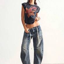 Women's Casual Solid Color Knit Short Sleeve Fitted Washed T-Shirt,Summer Top - Café integral - Ver 9