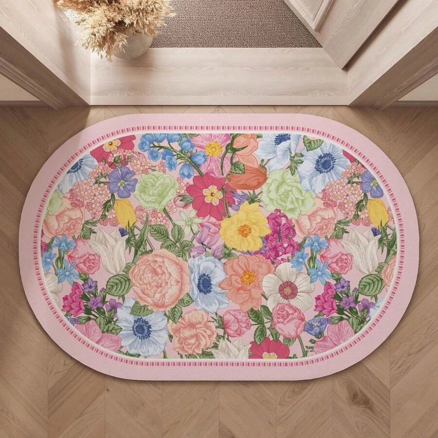 1件欧洲独家郁金香花图案时尚地垫,防水浴室地垫,玄关地垫,异形地垫,逼真3D花卉设计,快速吸水速干,防霉抗菌,夏季新品,乔迁新居礼物,防滑浴室地垫 - 彩色 - 查看 1