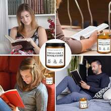 1 pièce Cadeau d'aromathérapie pour les amateurs de livres, cadeau créatif et amusant pour les amateurs de livres, cadeau parfumé pour l'anniversaire des lecteurs, exclusif pour les bibliothécaires et les passionnés de livres - Bougie parfumée à l'odeur de vieux livres - Taille Unique - Voir 4