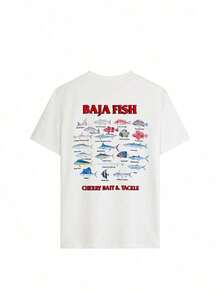 Camisetas Divertidas, Camisetas Minimalistas de Talla Grande, Compra con plazo limitado, Oferta limitada por tiempo limitado, Camisetas de Mujer con Estampado de Letras, Camiseta Blanca de Mujer con Estampado de Gráfica de Vida Marina "BAJA FISH", de Manga Corta y Corte Holgado, de gran demanda. # Atuendo del Día # Vibraciones de Verano # Estilo Costero # Atributos de estilo SeafoodPrint, que ofrecen funcionalidades versátiles para el día a día, son amigables con la piel, ideales para fotos y llamativos, con un enfoque en el estilo retro americano, el estilo de vacaciones en la playa, el estilo casual para exteriores y la vibra relajada y descontraída, perteneciendo a la categoría final de camisetas de manga corta holgadas para mujer. Es perfecto para todas las situaciones, como escapadas de verano a la playa, visitas a costas rocosas, actividades de buceo al aire libre, paseos por el puerto, viajes con amigas y compras diarias. B8QR - Blanco - Ver 2