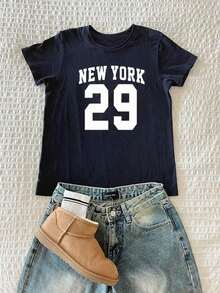 Women's New York City 29 Graphic Tee. All Kinds Of Prints, Jacket, Crew Neck T-Shirt, Casual, Office, Travel, Very Popular, Sporty Style, Print/Pattern, 100% Cotton T-Shirt, Casual, Comfortable, Soft, Breathable. The Latest Popular Bestseller - 黑色 - 查看 1