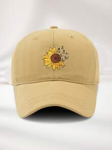 1pc Unisex Adjustable Size Sunflower & Butterfly Print Casual Baseball Cap, Versatile For Outdoor, Camping, Beach, Party, Breathable, Suitable For Spring, Summer, Autumn, Winter - A - View 9