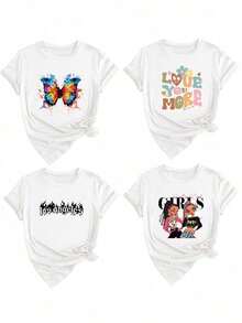 Soft 100% Cotton T-Shirt. Personalized T-Shirt - Add Your Own Text/Images (Badge, Company Logo, Family Photo, Selfie) To Design Your Own Custom Printed T-Shirt. Add Your Favorite Photos And Text (Girlfriend, Partner, Family, Selfie, Pet, Photos Of Friends) For A Personalized Printed T-Shirt, Suitable For (Anniversary, Wedding Promise, Engagement, Couple Formation), Suitable For Group Customization For Best Friends/Sisters, Suitable For Daily Wear/Wedding Party/Company Meeting/Family Reunion, Christmas Gift, Mother's Day, Father's Day, Autumn Chic Style, Utilitarian Chic Style, New Autumn Style For Women, Graphic Print, Casual Wear, Summer White T-Shirt, Eternal Love. Breathable Cotton T-Shirt, Goes With Everything. - 白色 - 查看 3