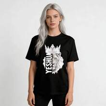 Tops para mujer Casual de Manga Corta para Mujer WXM% Algodón (Estampado Gráfico de León con) - s Gráficas / Tops para Mujer - Casual Negra: Estilo Urbano y para Fiestas - Adecuada para Uso Diario; Manga corta, cuello redondo, corte regular - El regalo perfecto para cumpleaños o días festivos - Hermosa ropa de verano para mujer - Negro - Ver 7