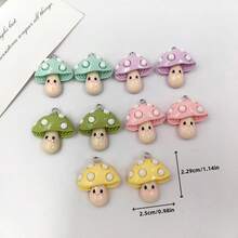 10pcs Cute Mushroom Pendant Set For Jewelry Making, Includes Resin Vegetable Pendants, Suitable For Flat Back Earrings - Random Mix - Multicolor - View 3