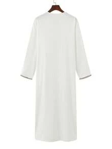 2026 Ramadan Men's Embroidered Zipper Design Robe, Islamic Arabic Traditional Clothing, Suitable For Festivals And Ramadan Gifts - White - View 3