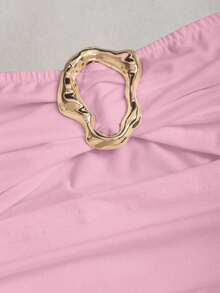 Vestido corto ceñido y sin tirantes para mujer con hebilla metálica - Rosa 2 - Ver 5