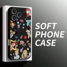 Disney Phone Case - Snow White, Elsa, & Alice: Cute, Girly Cartoon Design. Compatible With IPhone 17 Pro Max, 16 Pro, 17 Air, 17 Pro, 16 Plus, 16 Pro Max, 15 Pro, 15 Pro Max, 15 Plus, 14 Plus, 14 Pro Max, 14 Pro, 12 Pro, 13 Pro Max, 13 Pro, 13, 12 Pro Max, 11 Pro, 11 Pro Max, XS Max, XS, XR, & X. Shockproof Soft Case - Silicone/TPU Protective Cover. - Black - View 2