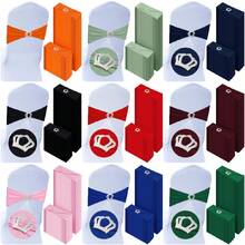 10pcs Chair Back Decorative Bowknot Elastic Bands, Chair Sash With Silver Crown Buckle, Suitable For Wedding Party Christening Chair Decoration - Multicolor - View 2