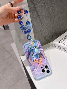 Disney Lilo & Stitch Phone Case With Stitch Charm And Stitch Lanyard - Cute Stitch Protective Case With Fire Accent And Melting Background Design, Equipped With Delicate Stitch Decorative Lanyard And Beaded Bracelet For Easy Carrying, Compatible With IPhone 17, 16, 15, 14, 13, 12, 11 Pro Series, Ideal For Birthdays, Holidays, Anniversaries, Graduation Gifts, Or Any Special Occasion To Surprise Family, Friends, Classmates, And Loved Ones. - 白色 - 查看 5