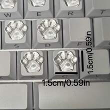 16片/50片水晶键帽贴纸，适用于凸起键盘，可爱简约猫爪打字辅助设计，透明键帽垫可防止指甲损坏。 - 查看 4