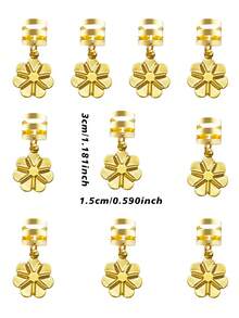 10个金色花朵发圈 – 优雅可调节发箍，精致波西米亚风发饰，适合脏辫和编发 - 金色 - 查看 6
