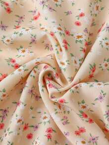 Vestido de tirantes con pliegues en el busto con estampado floral para ropa de Año Nuevo, vestido corto mini para mujeres - Multicolor - Ver 4
