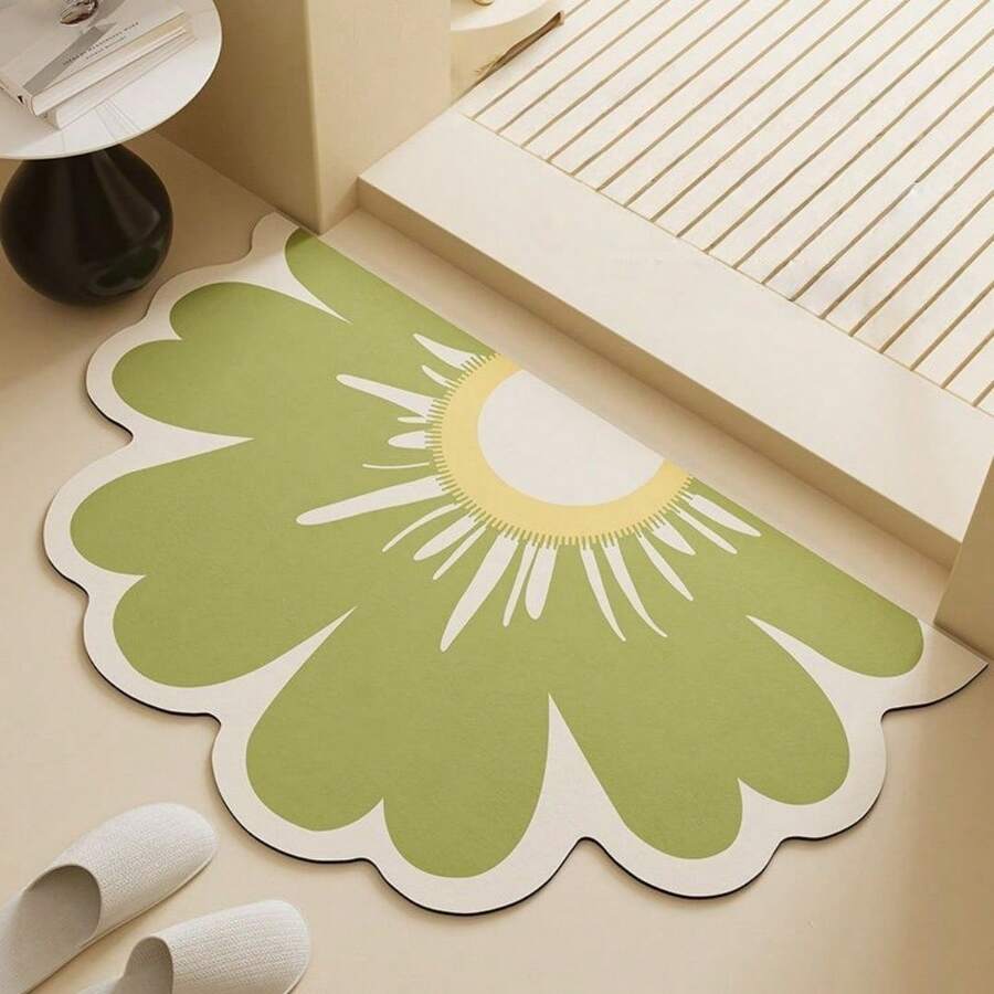 1 pièce Tapis de salle de bain en gel de silice, design floral créatif, absorbant, séchage rapide, facile à nettoyer, décoration de salle de bain, tapis de sol de décoration d'intérieur, nouveau tapis de salle de bain, convient pour la salle de bain, la cuisine, le salon, l'entrée, le tapis de zone, la décoration de vacances - Multicolore - Voir 1