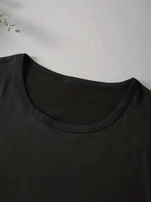 Women's T-Shirt With 50th Birthday Celebration Print - Washed Cotton Short Sleeve Crew Neck T-Shirt, The Perfect Choice For Summer Casual Wear. - Black - View 4