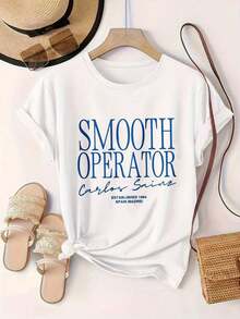 Women's Fashionable Printed Casual T-Shirt, Carlos Sainz 'Smooth Operator' Design, Established 1994, Madrid, Spain, Suitable For All Seasons

-White - 白色 - 查看 2