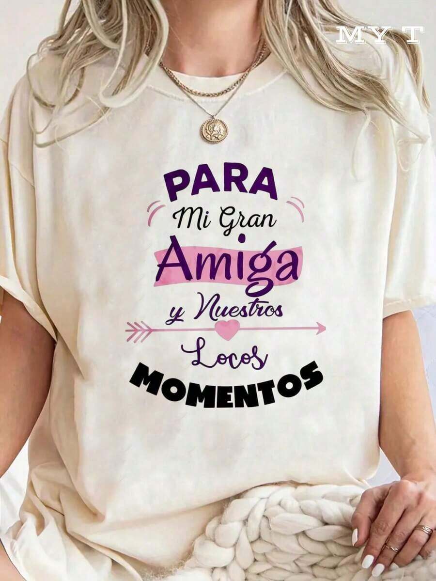 Playera de manga cortaminimalistamodernoMYAZULTCamisetadealgodónsuaveparamujerdetallagrandecondiseño"ParaMiGranAmigoyNuestrosLoresMomentosunhermosoregalodeamistadparalamejoramigo,idealparacumpleaños,DíadeSanValentín,ropacasualvestidosdemujerdeveranoalamodaperfectaparatodos elloslasestacionesS-XXL. Camisa de mujer Casual 100% Algodón 100% Algodón - Albaricoque - Ver 1